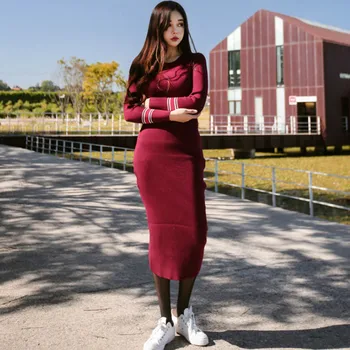 2020 Autumn long Sleeve O-Neck Solid Sheath Bodycon Mid-Calf Sexy Knitted Long Sweater Dress
2020 Autumn long Sleeve O-Neck Solid Sheath Bodycon Mid-Calf Sexy Knitted Long Sweater Dress