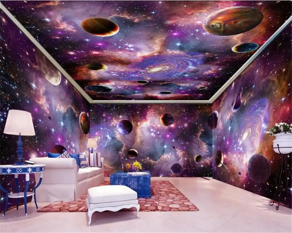 Beibehang Custom Large Wallpaper 3d Murals Vast Starry Sky Space Galaxy Whole House Background Wall Paper Custom Mural Wallpaper