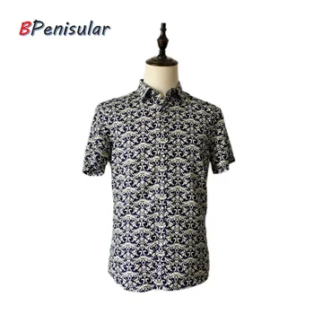 2018 summer men navy blue shirts floral print royal luxury british style single breasted beach casual short sleeve shirt for men
2018 summer men navy blue shirts floral print royal luxury british style single breasted beach casual short sleeve shirt for men