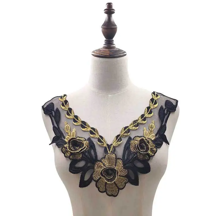 Black Gold Fine Lace Neckline Embroidery Collar Venise Sequin Floral Applique Lace Neckline Garment Accessories Scrapbooking
Black Gold Fine Lace Neckline Embroidery Collar Venise Sequin Floral Applique Lace Neckline Garment Accessories Scrapbooking