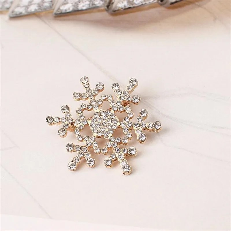 Silver/Gold Color Rhinestone Brooch Snowflake Shape Brooches Hijab Pins Crystal Rhinestone Brooches Wedding Gift Woman Fashion 13