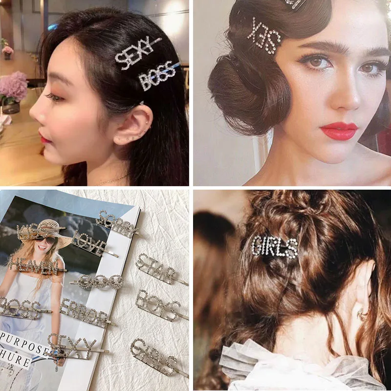 New English Letter Word Barrette For Women Crystals Rhinestone Alloy Hair Clip Girls Hairclips Hair Accessories Headdress
New English Letter Word Barrette For Women Crystals Rhinestone Alloy Hair Clip Girls Hairclips Hair Accessories Headdress
