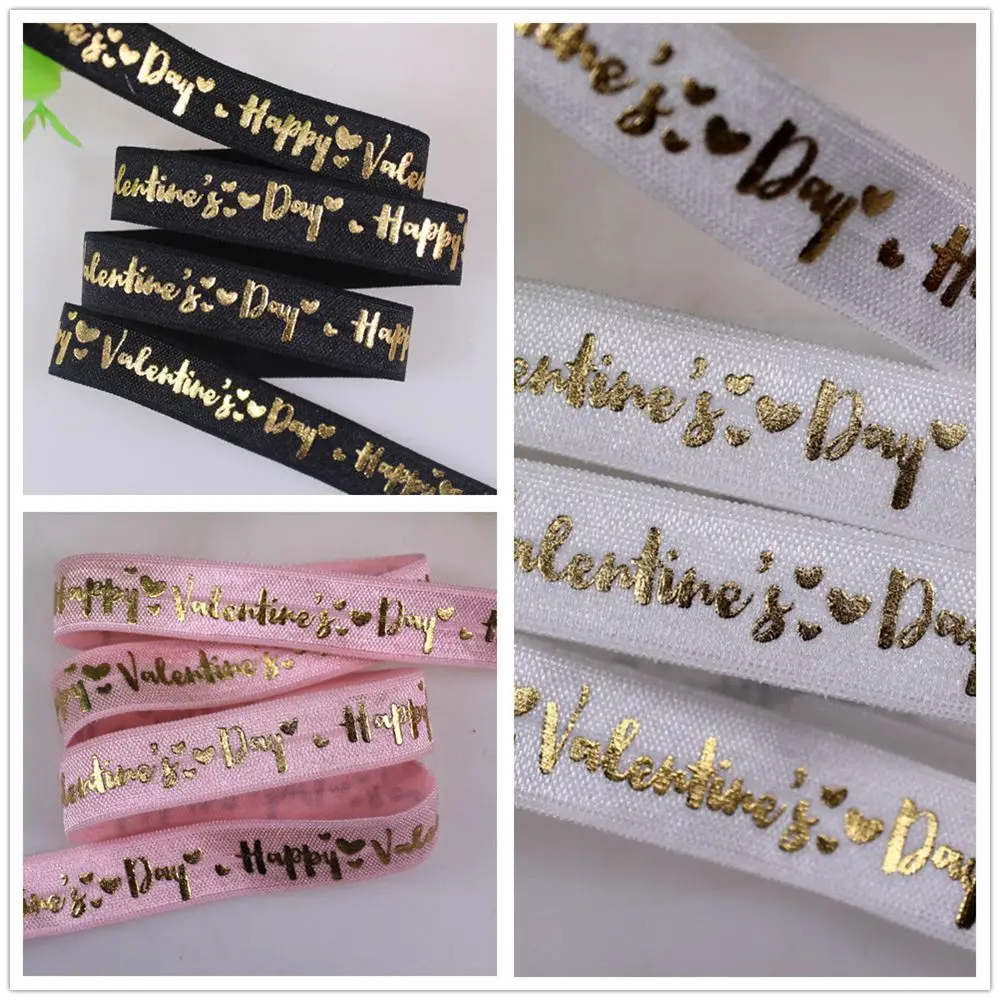 5/8" 3 Colors Gold Foil Happy Valentine's Day Printed FOE Fold Over Elastic Ribbon 50Yards
5/8" 3 Colors Gold Foil Happy Valentine's Day Printed FOE Fold Over Elastic Ribbon 50Yards