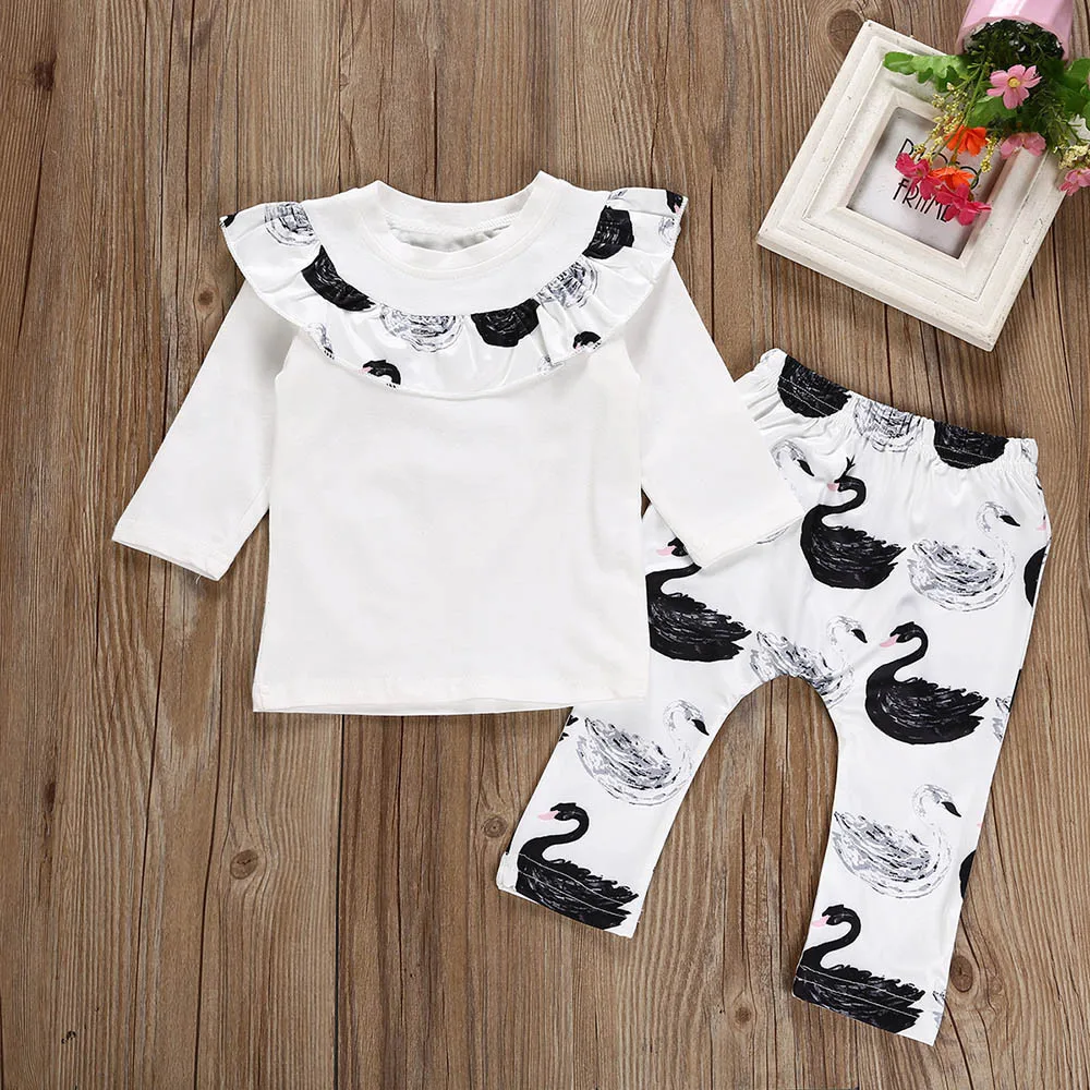 Infant Baby Boys Girls Long Sleeve Frills Tops+Swan Print Pants Outfit Clothes toddler girl clothes roupas infantis menina
Infant Baby Boys Girls Long Sleeve Frills Tops+Swan Print Pants Outfit Clothes toddler girl clothes roupas infantis menina