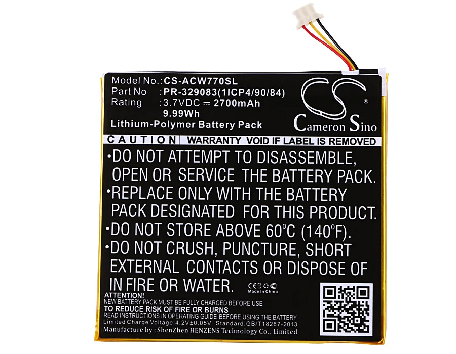 Latest Version 2700mAh Battery KT.0010H.003, PR-329083, PR-329083(1ICP4/90/84) for Acer Iconia One 7 B1-770
Latest Version 2700mAh Battery KT.0010H.003, PR-329083, PR-329083(1ICP4/90/84) for Acer Iconia One 7 B1-770
