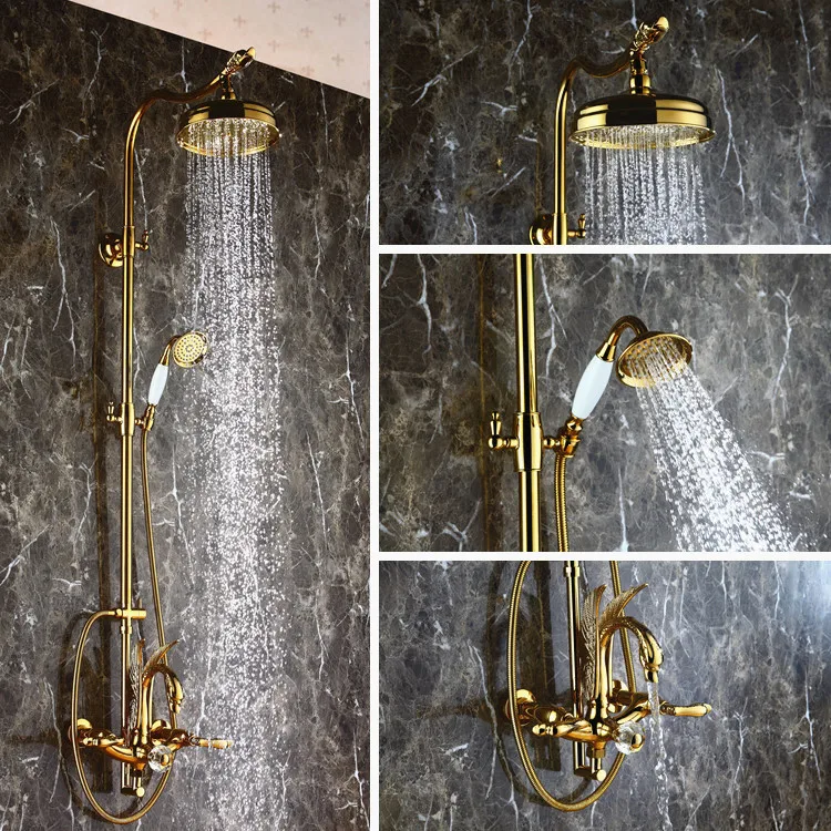 Gold pvd Rainfall swan shower tub faucet bathtub mixer tap Hand Sprayer Wall Mount Tap
Gold pvd Rainfall swan shower tub faucet bathtub mixer tap Hand Sprayer Wall Mount Tap