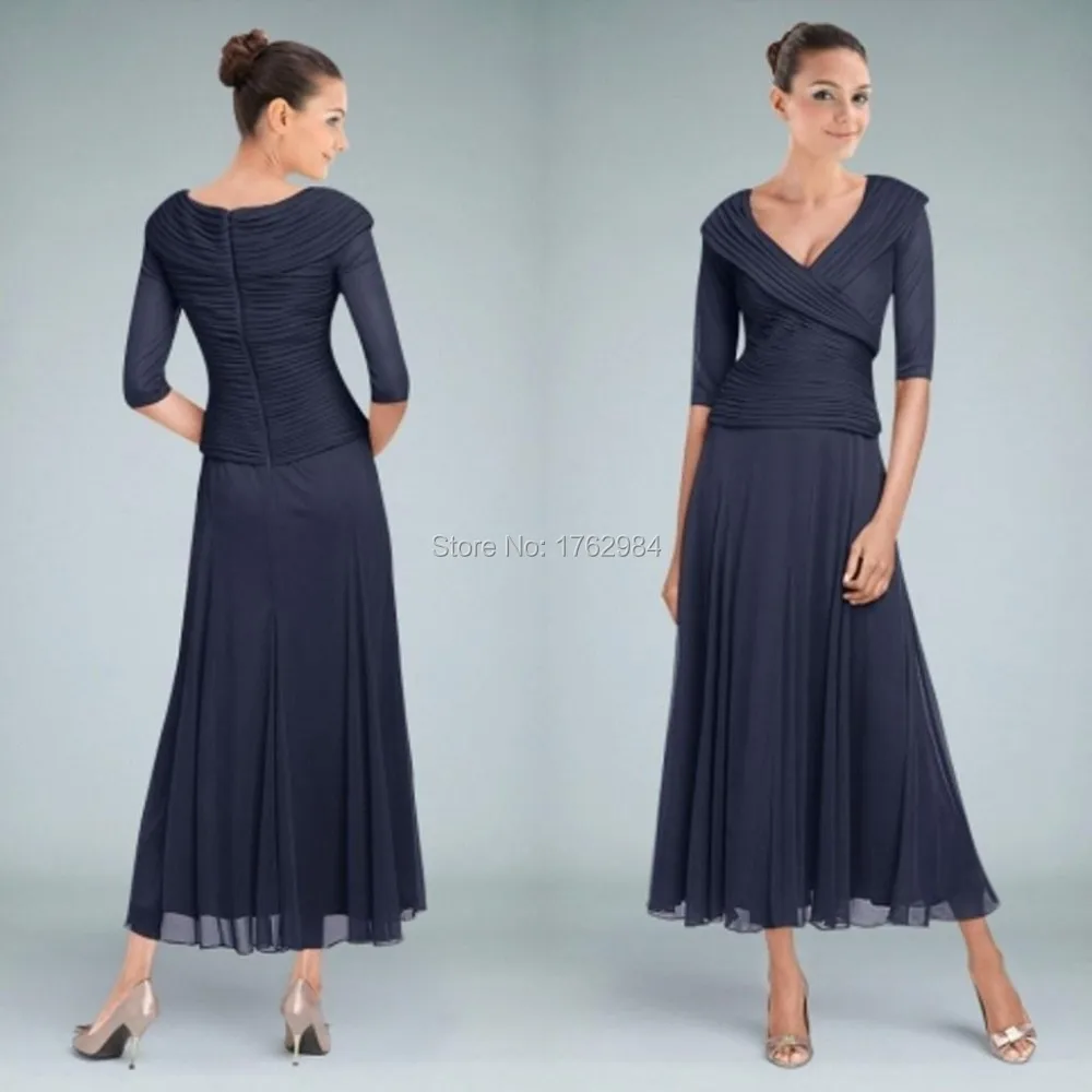 Custom Made Short Mother of the Bride Dress Zipper Back Tea Length Chiffon Mother of the Bridsmaid Dress Pleated Women Gown