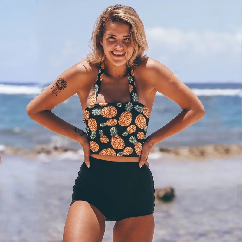 High Waist Swimwear Women New 2017 Vintage Bikinis Swimsuit Bandage Striped Bottom Bathing Suits Halter Pineapple Bikini Set
High Waist Swimwear Women New 2017 Vintage Bikinis Swimsuit Bandage Striped Bottom Bathing Suits Halter Pineapple Bikini Set
