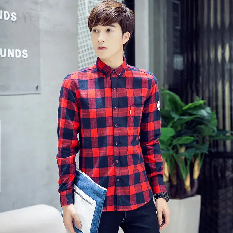 Men Plaid Shirt 2019 New Button-Down Collar Long Sleeve Slim fit Shirts for man Red Green Black Blue Brand Man Clothes CS21
Men Plaid Shirt 2019 New Button-Down Collar Long Sleeve Slim fit Shirts for man Red Green Black Blue Brand Man Clothes CS21