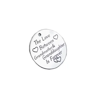 20pcs 25mm DIY charm lettering The Love Between Grandmother and Granddaughter is forever engraving stainless steel pendants
20pcs 25mm DIY charm lettering The Love Between Grandmother and Granddaughter is forever engraving stainless steel pendants