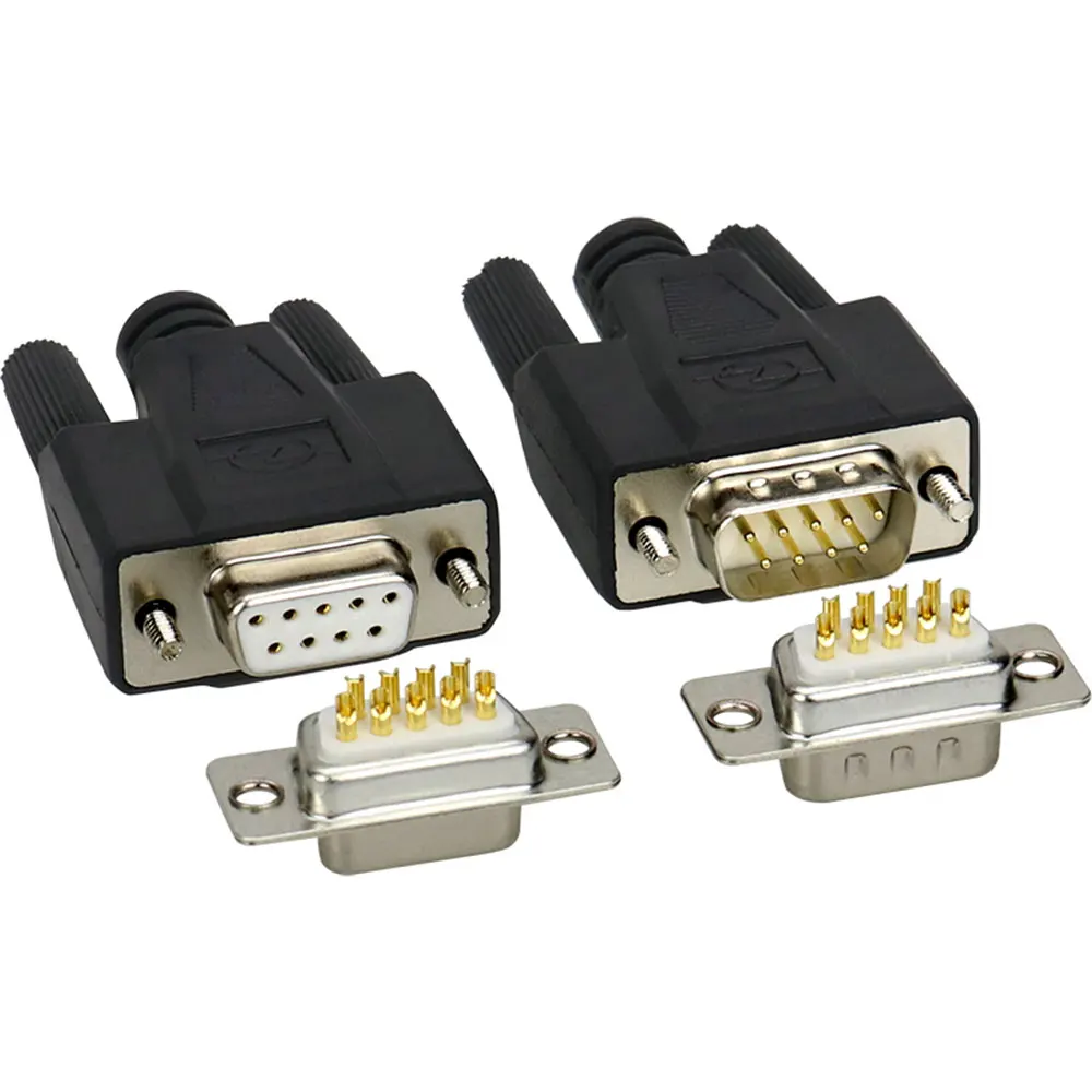 

DB9 Welding Connectors PVC Shell Kit Male Plug / Female Socket RS232 9 Pin Serial Port Connector RS485 RS422 COM D-SUB9 Adapters