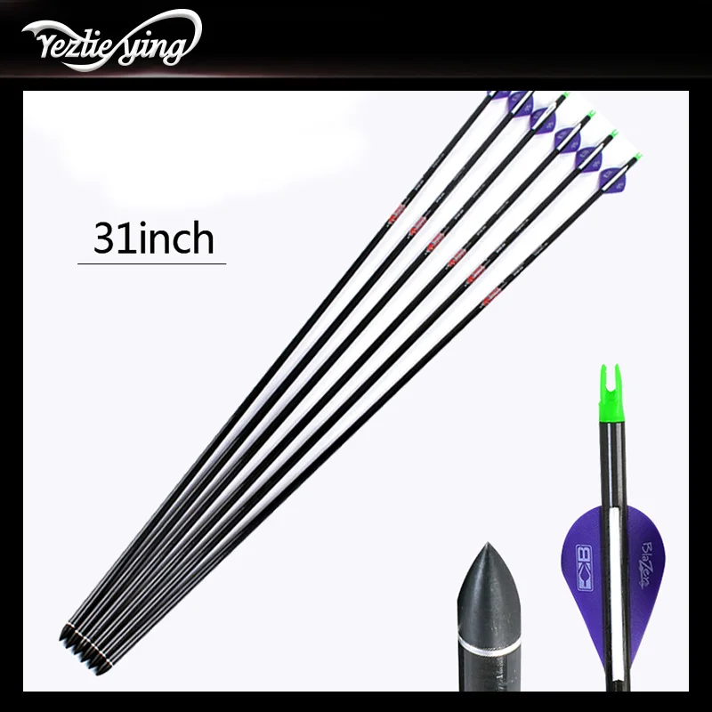6/12pcs 31 Inch Archery Carbon Arrows 340 spine OD7.6mm With Replaceable Arrowheads For arrows for bow Hunting
6/12pcs 31 Inch Archery Carbon Arrows 340 spine OD7.6mm With Replaceable Arrowheads For arrows for bow Hunting