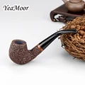 New Pure Black Smoking Tobacco Pipe 9mm Filter Ebony Wood Pipe Traditional Bent Smoking Pipe Smoke Accessory 10 tools free