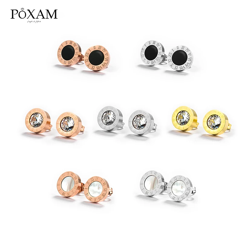 POXAM Summer Fashion Stainless Steel Stud Earrings for Women Man Vintage Roman Numeral Crystal Acrylic Small Earring Jewelry
POXAM Summer Fashion Stainless Steel Stud Earrings for Women Man Vintage Roman Numeral Crystal Acrylic Small Earring Jewelry