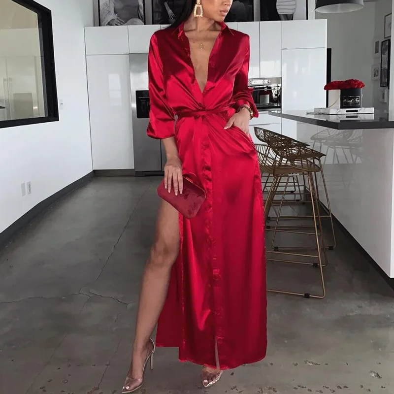 Europe and the United States Amazon Ali-Express cross-border supply of new satin casual loose sexy long-sleeved open cross dress
Europe and the United States Amazon Ali-Express cross-border supply of new satin casual loose sexy long-sleeved open cross dress