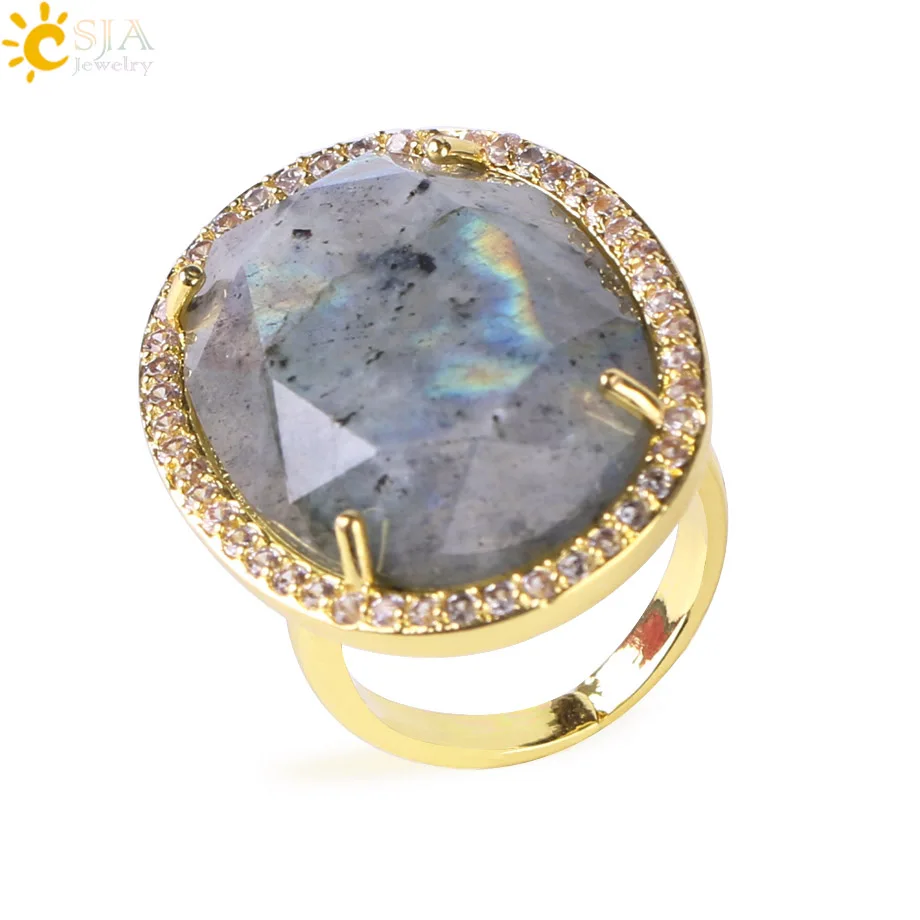 CSJA Natural Stone Faceted Opening Adjustable Ring Gold Color Plated Crystal CZ Zircon Rhinestone Rings for Women Men Gifts F458
CSJA Natural Stone Faceted Opening Adjustable Ring Gold Color Plated Crystal CZ Zircon Rhinestone Rings for Women Men Gifts F458