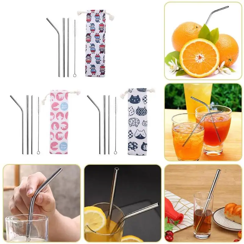 3/5pcs Stainless Steel Straight Bent Straws+Cleaning Brush Drinking Tool With Cleaning Brush Dinking Straws Bar Accessories
3/5pcs Stainless Steel Straight Bent Straws+Cleaning Brush Drinking Tool With Cleaning Brush Dinking Straws Bar Accessories