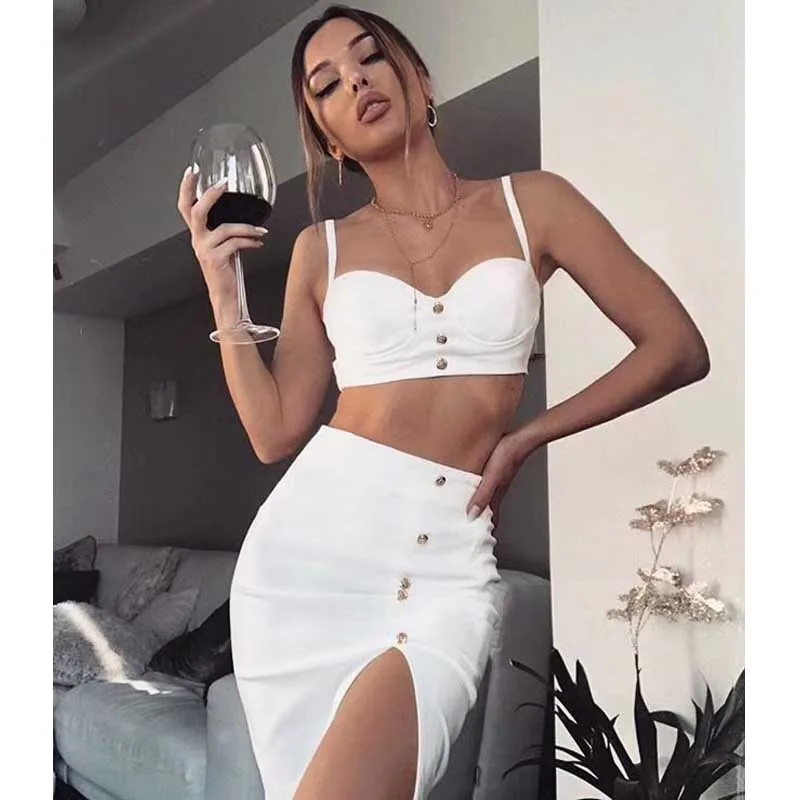 wholesale 2019 summer New Ladies suits black White Spaghetti Strap Bandage top&skirt Cocktail party bandage two Piece Set Dress
wholesale 2019 summer New Ladies suits black White Spaghetti Strap Bandage top&skirt Cocktail party bandage two Piece Set Dress