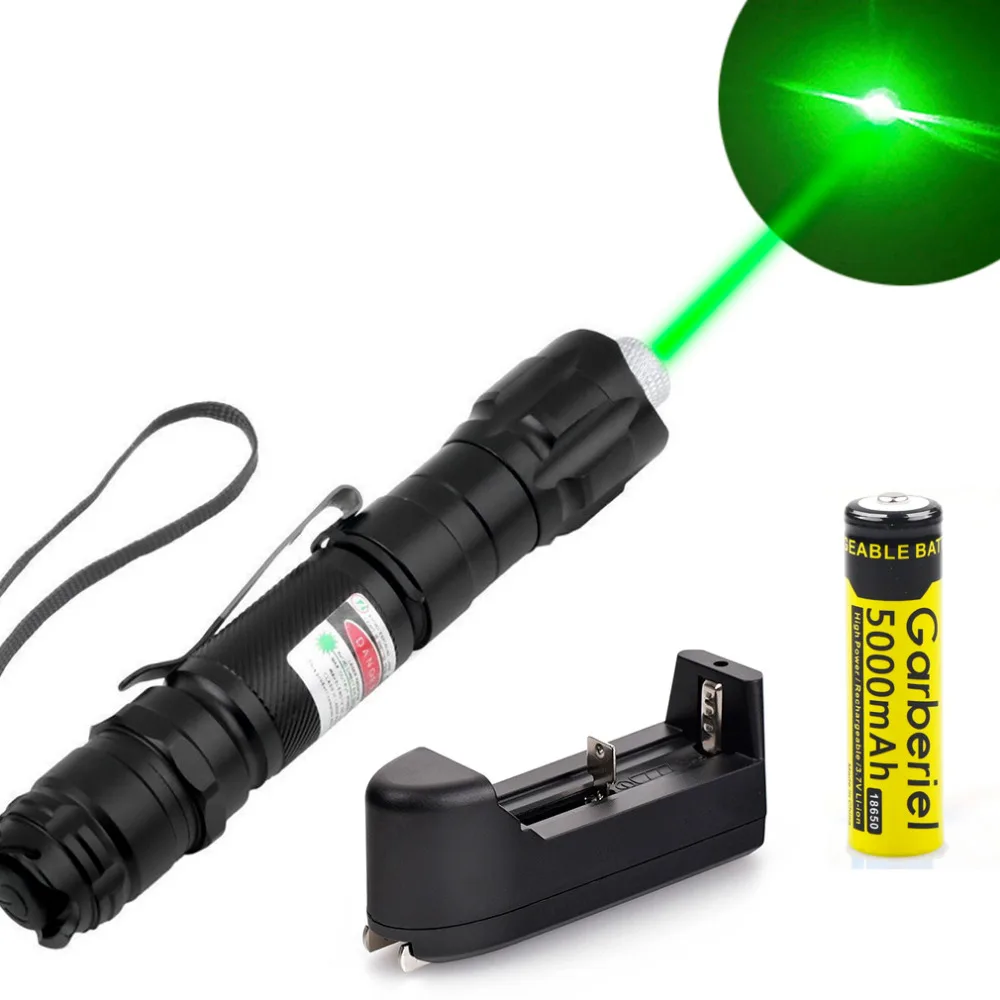 

US Stock Green Laser Pointer Pen Visible Beam Flashlight Light 5mW Lazer 532nm + Rechargeable 18650 Battery + Wall Charger Gift