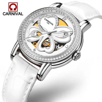 Carnival Women Fashion Carnival Women's Casual Leather Mechanical Watch Hollow Watch Luminous Sapphire clock
Carnival Women Fashion Carnival Women's Casual Leather Mechanical Watch Hollow Watch Luminous Sapphire clock
