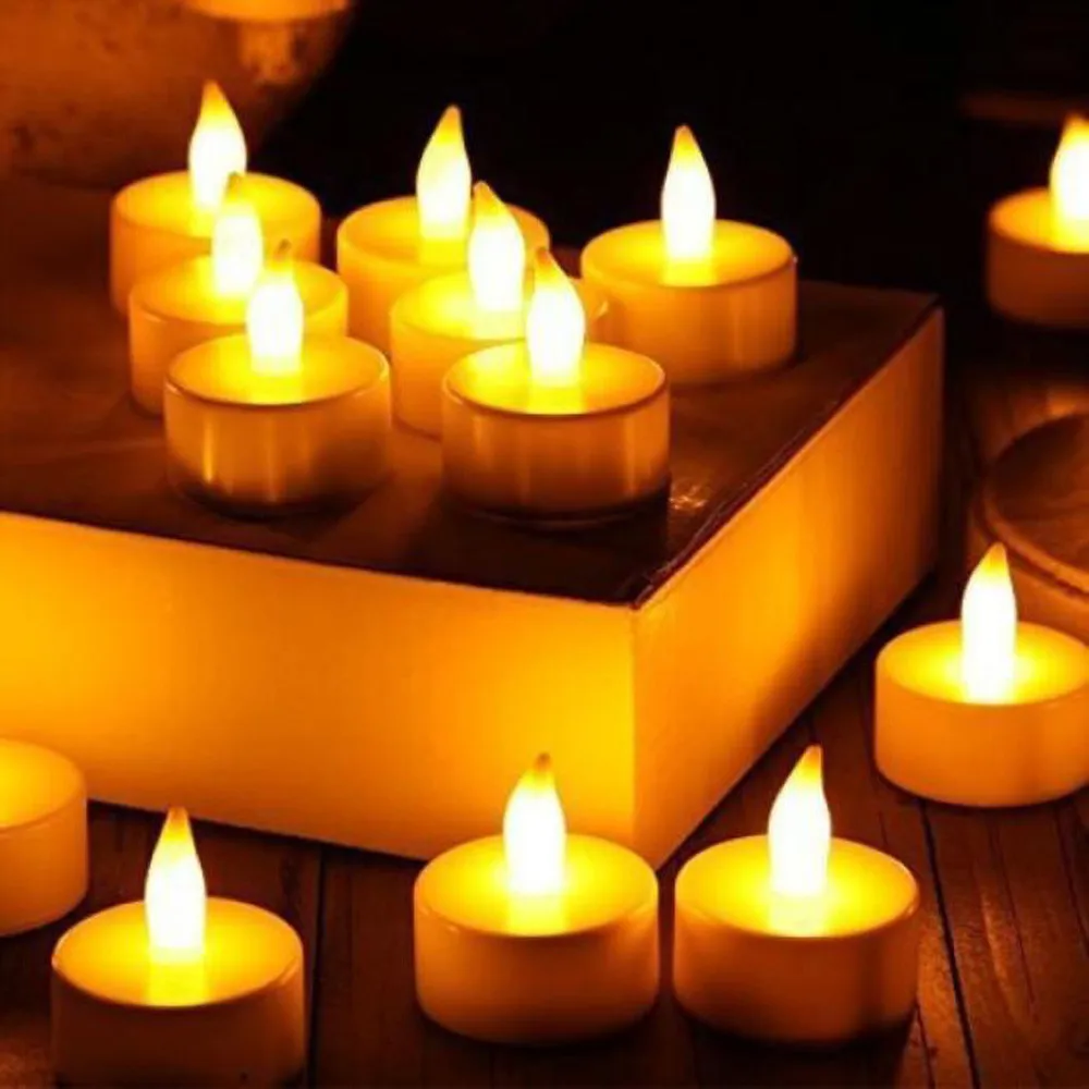 6Pcs LED Tea Light Candles Realistic Battery-Powered Flameless Easter Candle Home Decor @Q |