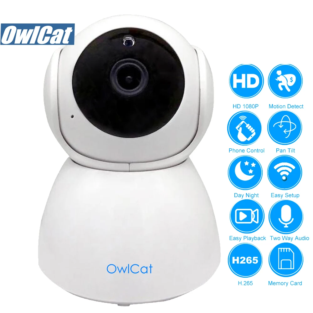 OwlCat HD Indoor Home WIFI IP Camera Two Way Audio HD 1080P IR Pan Tilt Security CCTV Wifi Camera Baby Monitor SD Card Slot P2P
OwlCat HD Indoor Home WIFI IP Camera Two Way Audio HD 1080P IR Pan Tilt Security CCTV Wifi Camera Baby Monitor SD Card Slot P2P