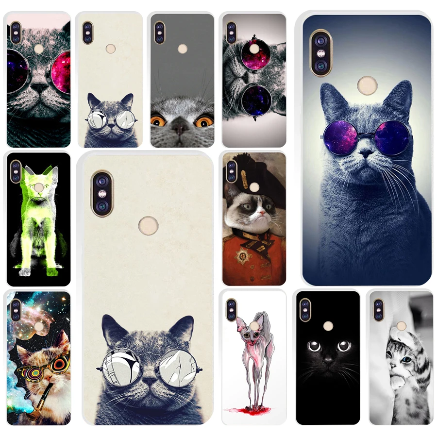 Фото 176AQ Cool Cat Glasses Soft Silicone Tpu Cover phone Case for xiaomi redmi 6 pro note 5 plus 4 4x mi 8 | Мобильные телефоны и