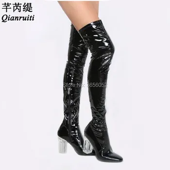 Qianruiti Runway Fetish Shoes Woman Over The Knee Crotch Boots Women Black Red Long Rain Botas Block Clear Heel Thigh High Boots
Qianruiti Runway Fetish Shoes Woman Over The Knee Crotch Boots Women Black Red Long Rain Botas Block Clear Heel Thigh High Boots