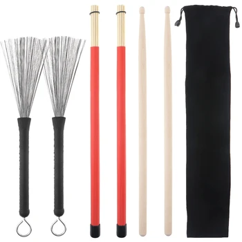 4pcs Jazz Drumsticks Set Include Universal 5A Maple Drumsticks Bamboo Steel Wire Brushes and Velvet Bag for Jazz Drums Play
4pcs Jazz Drumsticks Set Include Universal 5A Maple Drumsticks Bamboo Steel Wire Brushes and Velvet Bag for Jazz Drums Play