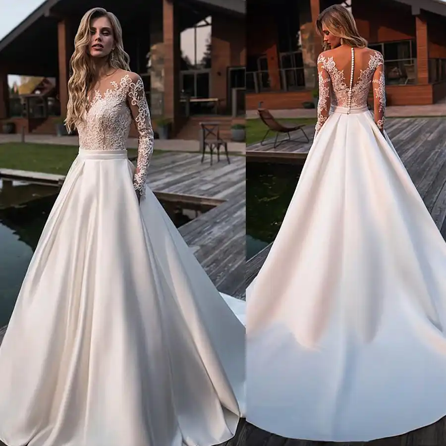 long sleeve wedding dresses with pockets