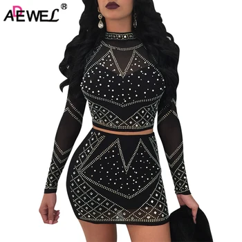 ADEWEL Elegant Studded Long Sleeve Two Piece Skirt Set Women Crop Top Bodycon Sexy Club Dress Suit New Arrival Women Clothing
ADEWEL Elegant Studded Long Sleeve Two Piece Skirt Set Women Crop Top Bodycon Sexy Club Dress Suit New Arrival Women Clothing