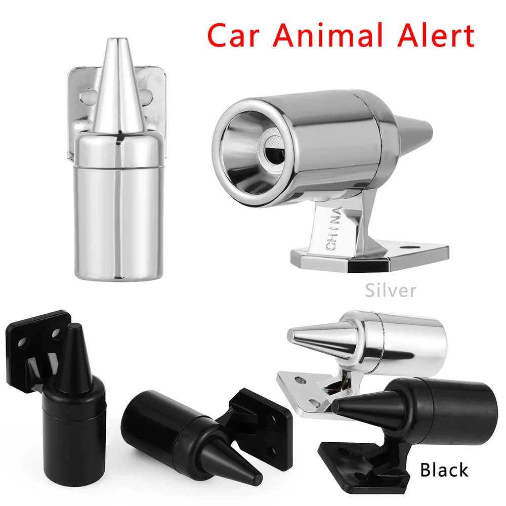 Pair Ultrasonic Deer Animal Alert Warning Whistles Car Safety Sound Alarm Silver