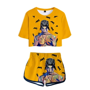 Cool Harajuku Fashion New Arrival 3D Streetwear Two Pieces sets Cool 2PAC Cool Rapper Sexy Navel Women Fashion T-shirts+shorts 
Cool Harajuku Fashion New Arrival 3D Streetwear Two Pieces sets Cool 2PAC Cool Rapper Sexy Navel Women Fashion T-shirts+shorts