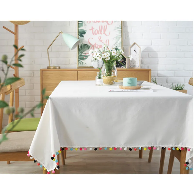 Scandinavian simple cotton and hemp printing color ball tassel Tablecloth tea table cloth white table cover home decoration
Scandinavian simple cotton and hemp printing color ball tassel Tablecloth tea table cloth white table cover home decoration