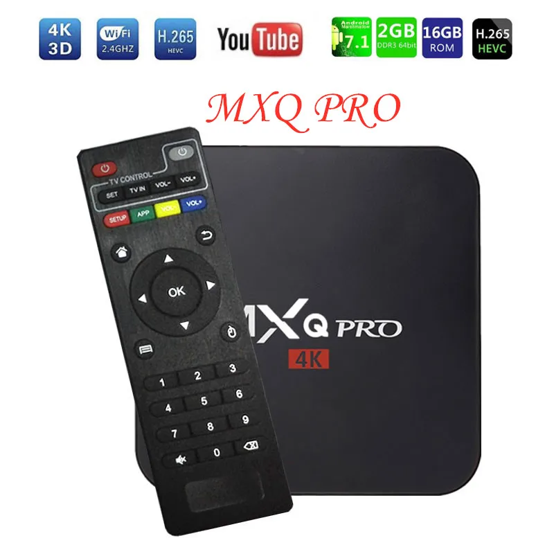 MXQ PRO Smart Android TV Box 7.1 S905W Amlogic Quad Core 1GB 8GB 2GB 16GB 4K Suppot HD 4K 2.4GHz WiFi Media Player Set-top Box
MXQ PRO Smart Android TV Box 7.1 S905W Amlogic Quad Core 1GB 8GB 2GB 16GB 4K Suppot HD 4K 2.4GHz WiFi Media Player Set-top Box