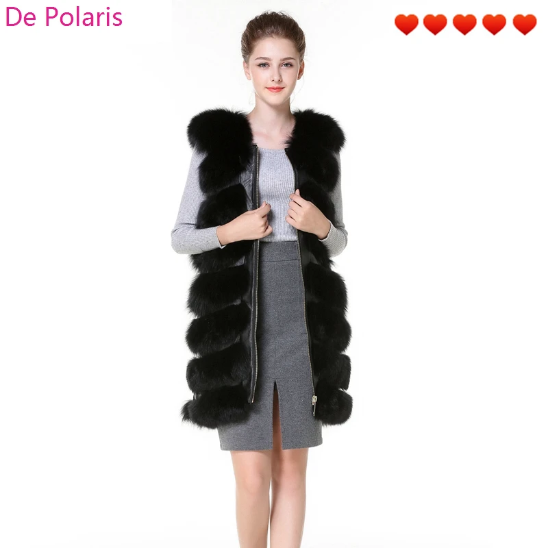 Real Fur Vest Black Fur Vest With Side Zipper Genuine Leather 80cm New Design Fox Fur Gilet for Ladies in Winter DHL
Real Fur Vest Black Fur Vest With Side Zipper Genuine Leather 80cm New Design Fox Fur Gilet for Ladies in Winter DHL