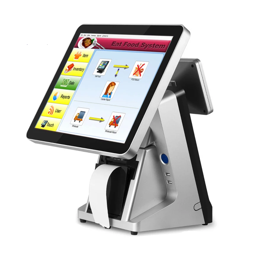 

high quality pos point of sale system 15'' Capacitive Touch Screen Display Lcd Panel Pos System With Customer Display