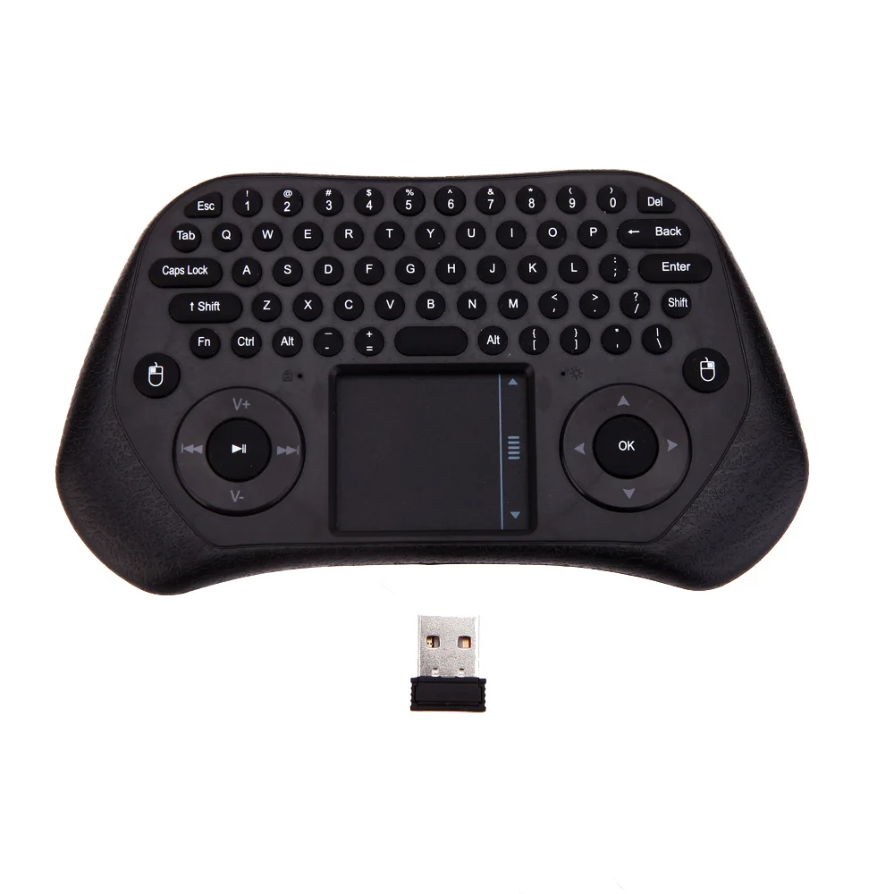 

Ultra Mini QWERTY 79 Key Tochpad Remote Control 2.4GHz Wireless Keyboard Air Smart Mouse Mice with USB Receiver for TVbox Laptop