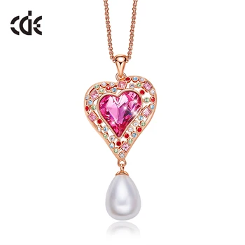 

CDE Women Gold Necklace Pendant Jewelry Embellished with crystals from Swarovski Fashion Chain Necklace Rose Gold Jewelry Gift