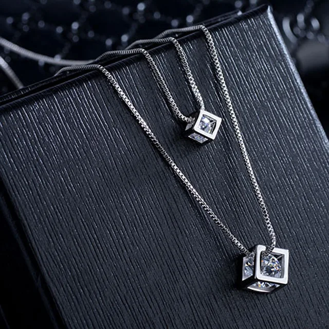 925 Sterling Silver Square Cube Zircon Choker Statement Necklace For Women Double Layer Pendants & Necklaces S-N209
925 Sterling Silver Square Cube Zircon Choker Statement Necklace For Women Double Layer Pendants & Necklaces S-N209