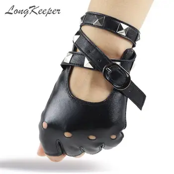 LongKeeper 1 Pair Half Finger PU Leather Gloves Women Rock Punk Style Rivet Fingerless Black Gloves New Mittens Luvas
LongKeeper 1 Pair Half Finger PU Leather Gloves Women Rock Punk Style Rivet Fingerless Black Gloves New Mittens Luvas