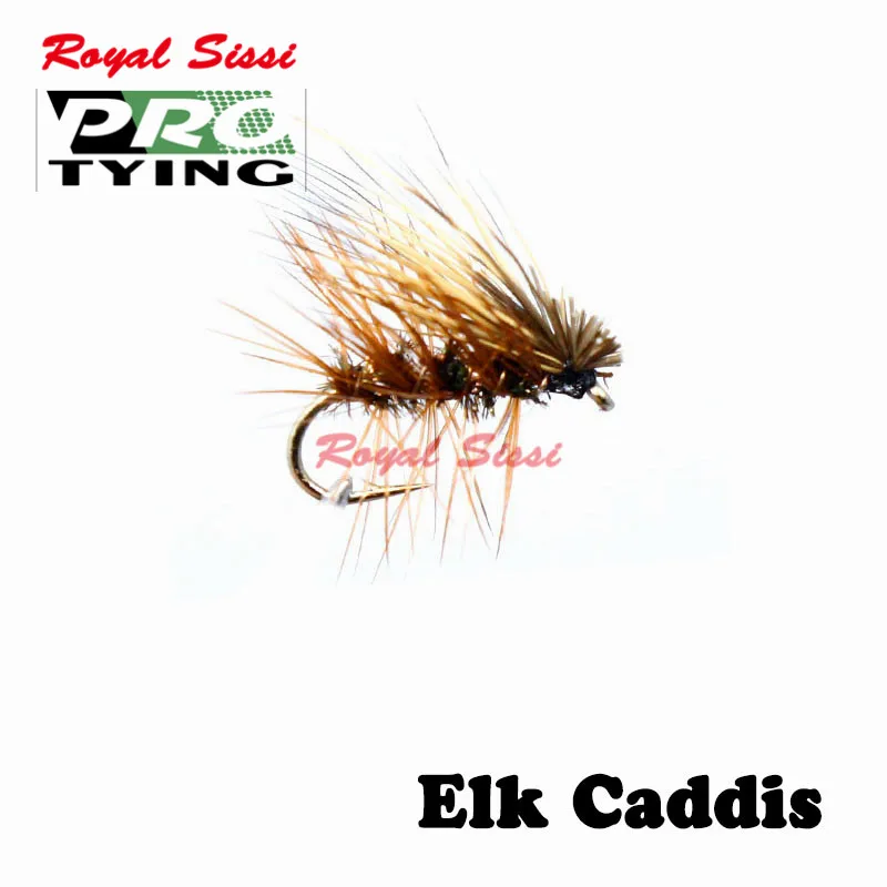 

Royal Sissi PRO TYING 6pcs/box 14#Elk Caddis flies elk deer hair dry flies artificial Insect bait fly fishing trout flies