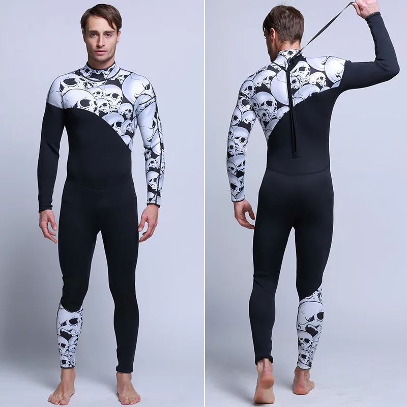 3mm Warm Neoprene Male Siamese Diving Suit Surf Wear Long Sleeved Pants Personalized Skull Printing Wetsuit For Men
3mm Warm Neoprene Male Siamese Diving Suit Surf Wear Long Sleeved Pants Personalized Skull Printing Wetsuit For Men