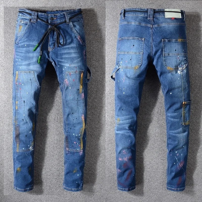 New Italy Style #139# Men's Oiled Painted Hip Hop Pants Washed Skinny Cargo Denim Blue Jeans Slim Trousers Size 29-42
New Italy Style #139# Men's Oiled Painted Hip Hop Pants Washed Skinny Cargo Denim Blue Jeans Slim Trousers Size 29-42