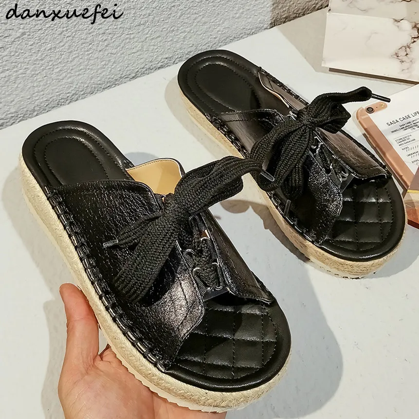 3 Color women's genuine leather lace-up platform flats slides open toe summer leisure hemp sandals high quality casual shoes hot
3 Color women's genuine leather lace-up platform flats slides open toe summer leisure hemp sandals high quality casual shoes hot