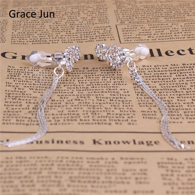 グレースジュン新しい到着ラインストーンクリスタルタッセルクリップオンイヤリングいいえピアス用女の子パーティー必要ない耳の穴のイヤリング韓国スタイル グレースジュン新しい到着ラインストーンクリスタルタッセルクリップオンイヤリングいいえピアス用女の子パーティー必要ない耳の穴のイヤリング韓国スタイル