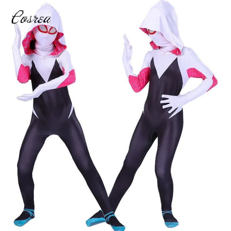 Костюм Гвен Стейси детский комбинезон Zentai полный костюм на молнии супергероев