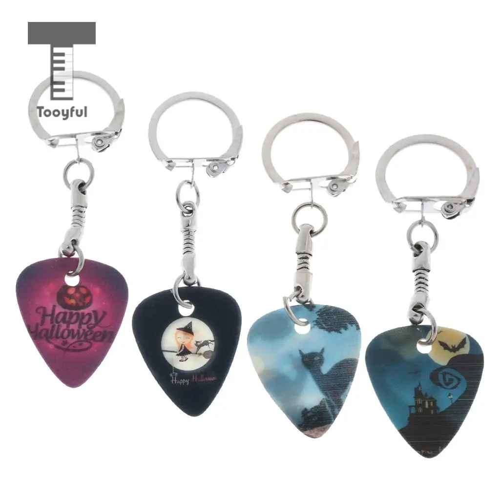 Acoustic Electric Celluloid Smooth Guitar Plectrum Picks Happy Halloween Keychain Key Fob