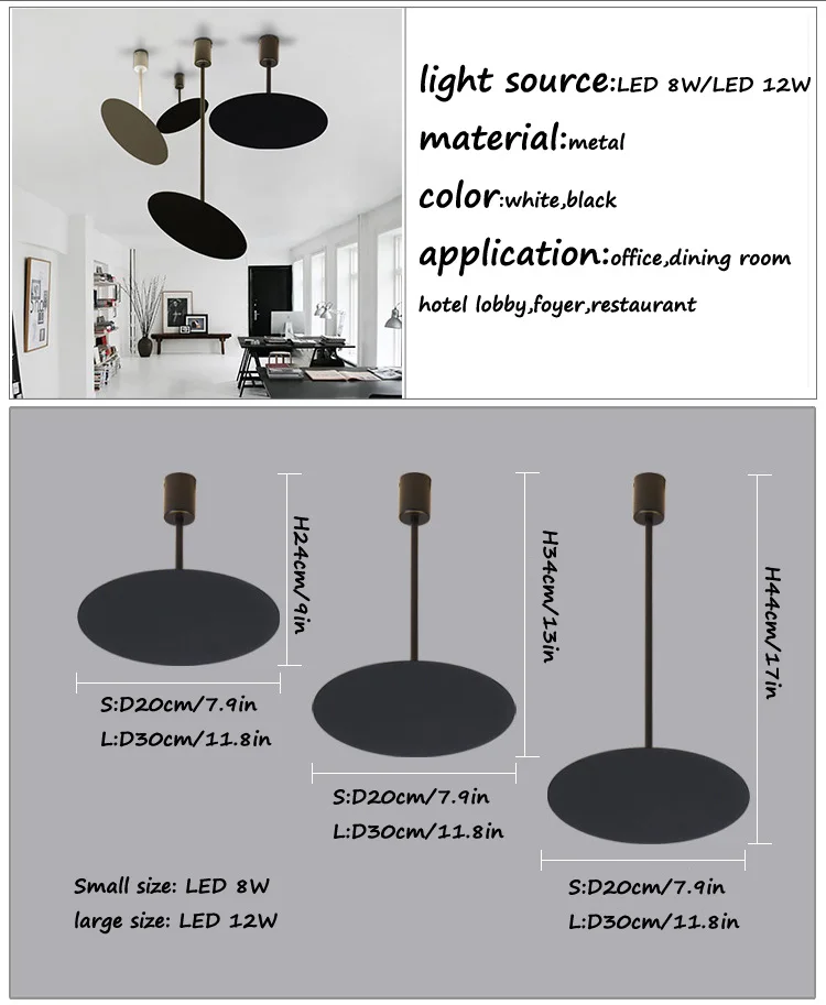 Nordic European Modern LED Pendant Light Black White Adjustable Direction Minimalist Pendant Lamp for Restaurant Dining Room Art Decor (5)