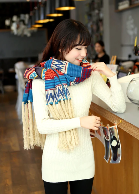 New Fashion Women Bohemian Ethnic Style Winter Long Warm Tassels Scarf Spring Autumn Cozy Knitted Cashmere Scarves on Sale
New Fashion Women Bohemian Ethnic Style Winter Long Warm Tassels Scarf Spring Autumn Cozy Knitted Cashmere Scarves on Sale